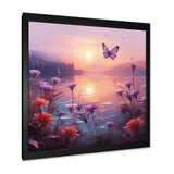 Pink Butterfly Magical Sunset - Butterfly Living Room Wall Art