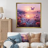 Pink Butterfly Magical Sunset - Butterfly Living Room Wall Art