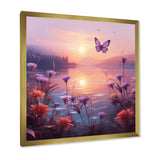 Pink Butterfly Magical Sunset - Butterfly Living Room Wall Art