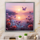 Pink Butterfly Magical Sunset - Butterfly Living Room Wall Art