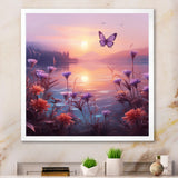 Pink Butterfly Magical Sunset - Butterfly Living Room Wall Art