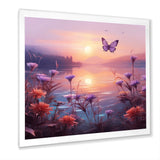Pink Butterfly Magical Sunset - Butterfly Living Room Wall Art