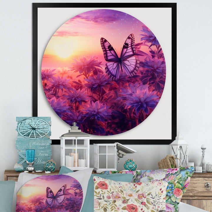Pink Butterfly Wonderful Sunset - Butterfly Canvas Wall Art