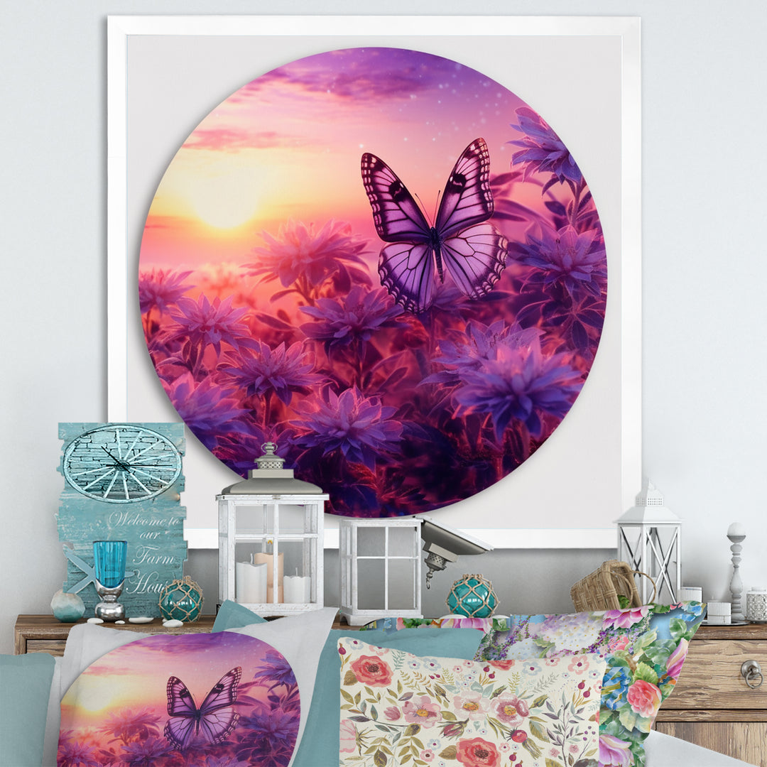 Pink Butterfly Wonderful Sunset - Butterfly Canvas Wall Art