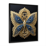 Retro Depiction Of Gold And Blue Butterfly - Butterfly Wall Decor