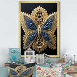 Retro Depiction Of Gold And Blue Butterfly - Butterfly Wall Decor