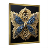 Retro Depiction Of Gold And Blue Butterfly - Butterfly Wall Decor