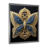 Retro Depiction Of Gold And Blue Butterfly - Butterfly Wall Decor