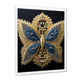 Retro Depiction Of Gold And Blue Butterfly - Butterfly Wall Decor