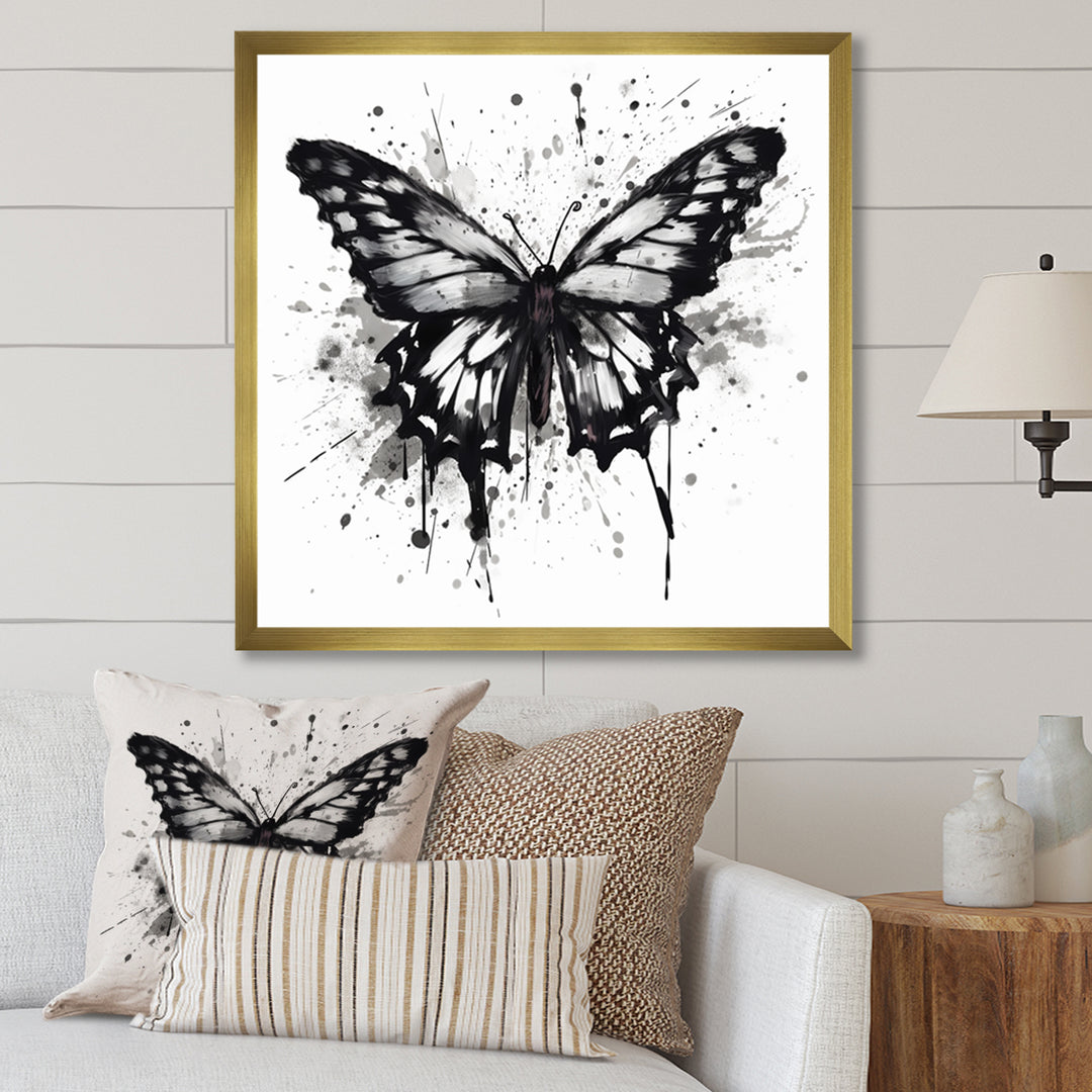 Butterfly Portrait Black And White Watercolor - Butterfly Wall Art Prints