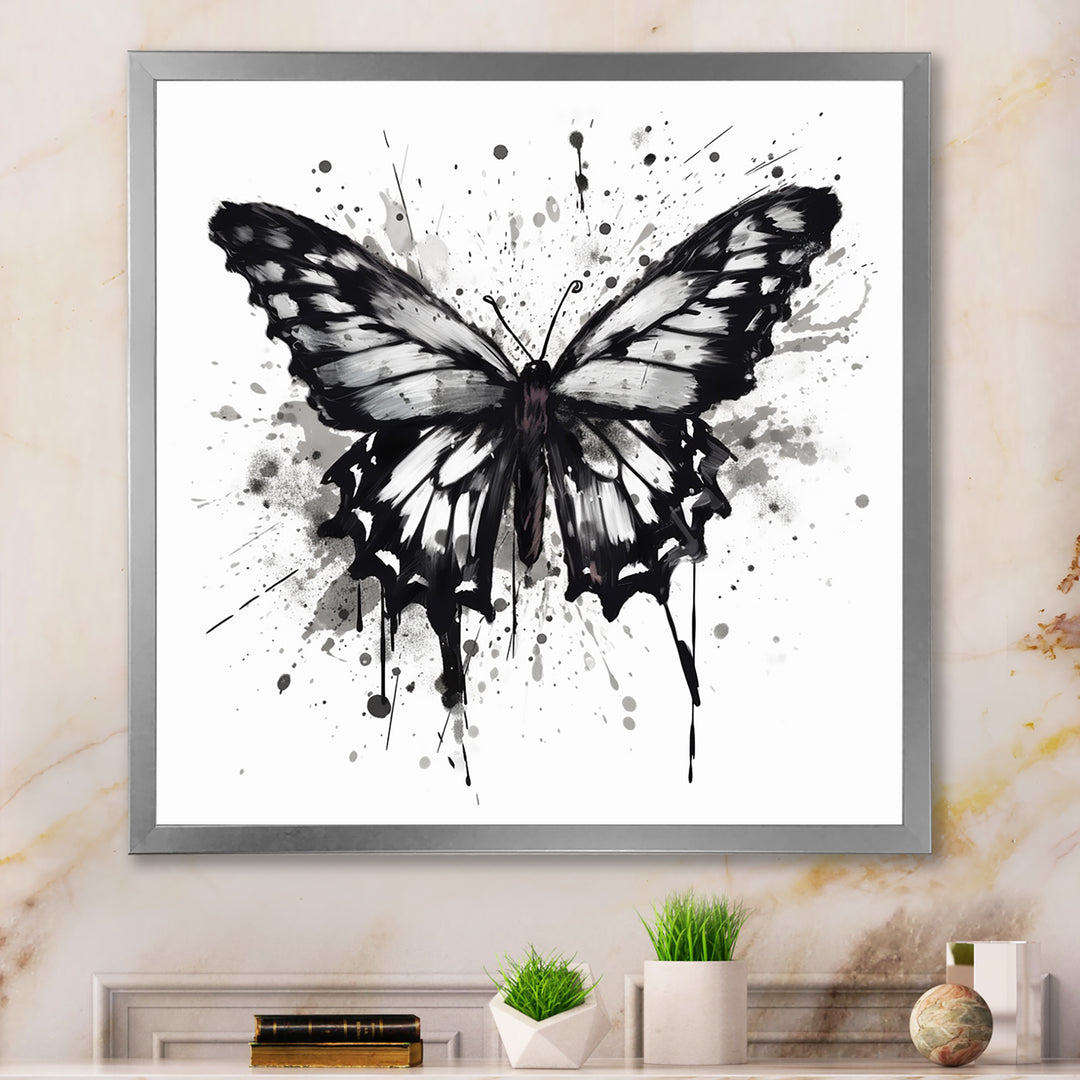 Butterfly Portrait Black And White Watercolor - Butterfly Wall Art Prints