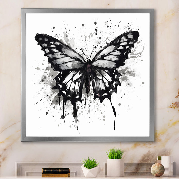 Butterfly Portrait Black And White Watercolor - Butterfly Wall Art Prints