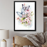 Vintage Butterflies On Flowers In Pastel Tones - Black Butterfly Wall Art