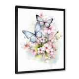 Vintage Butterflies On Flowers In Pastel Tones - Black Butterfly Wall Art