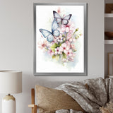 Vintage Butterflies On Flowers In Pastel Tones - Black Butterfly Wall Art