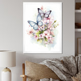 Vintage Butterflies On Flowers In Pastel Tones - Black Butterfly Wall Art