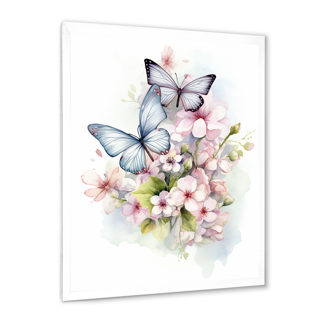 Vintage Butterflies On Flowers In Pastel Tones - Black Butterfly Wall Art