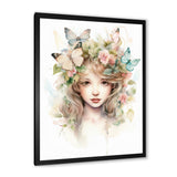 Young Girl With Butterflies Vintage Pastel - Butterfly Large Canvas Wall Art