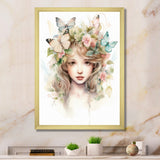 Young Girl With Butterflies Vintage Pastel - Butterfly Large Canvas Wall Art
