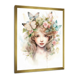 Young Girl With Butterflies Vintage Pastel - Butterfly Large Canvas Wall Art