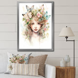 Young Girl With Butterflies Vintage Pastel - Butterfly Large Canvas Wall Art