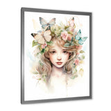 Young Girl With Butterflies Vintage Pastel - Butterfly Large Canvas Wall Art