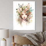 Young Girl With Butterflies Vintage Pastel - Butterfly Large Canvas Wall Art