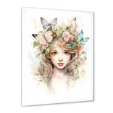 Young Girl With Butterflies Vintage Pastel - Butterfly Large Canvas Wall Art