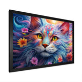 Portrait Of A Majestic Cat With Flowers - Cat Wall Decor