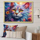 Portrait Of A Majestic Cat With Flowers - Cat Wall Decor