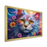 Portrait Of A Majestic Cat With Flowers - Cat Wall Decor