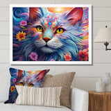 Portrait Of A Majestic Cat With Flowers - Cat Wall Decor