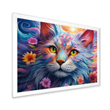 Portrait Of A Majestic Cat With Flowers - Cat Wall Decor