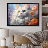 Portrait Of A Gracious Cat With Flowers - Cat Wall Art Prints
