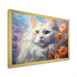 Portrait Of A Gracious Cat With Flowers - Cat Wall Art Prints