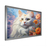 Portrait Of A Gracious Cat With Flowers - Cat Wall Art Prints