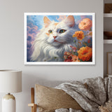 Portrait Of A Gracious Cat With Flowers - Cat Wall Art Prints