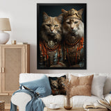 Gracious Cat In Retro Indian Attire - Cat Living Room Wall Art