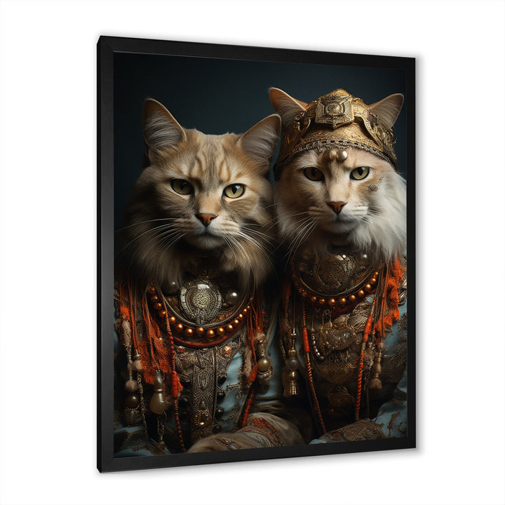 Gracious Cat In Retro Indian Attire - Cat Living Room Wall Art