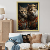 Gracious Cat In Retro Indian Attire - Cat Living Room Wall Art