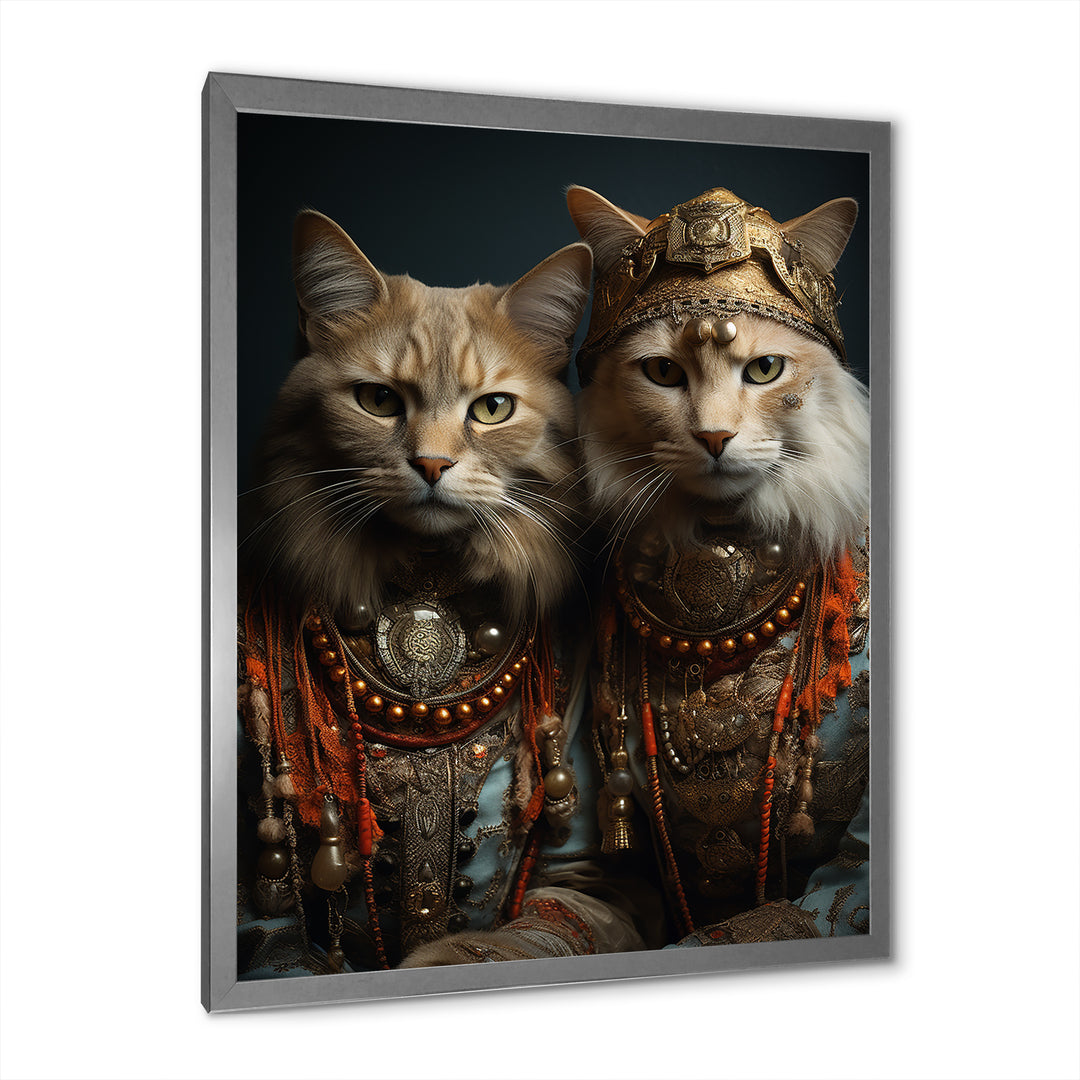 Gracious Cat In Retro Indian Attire - Cat Living Room Wall Art