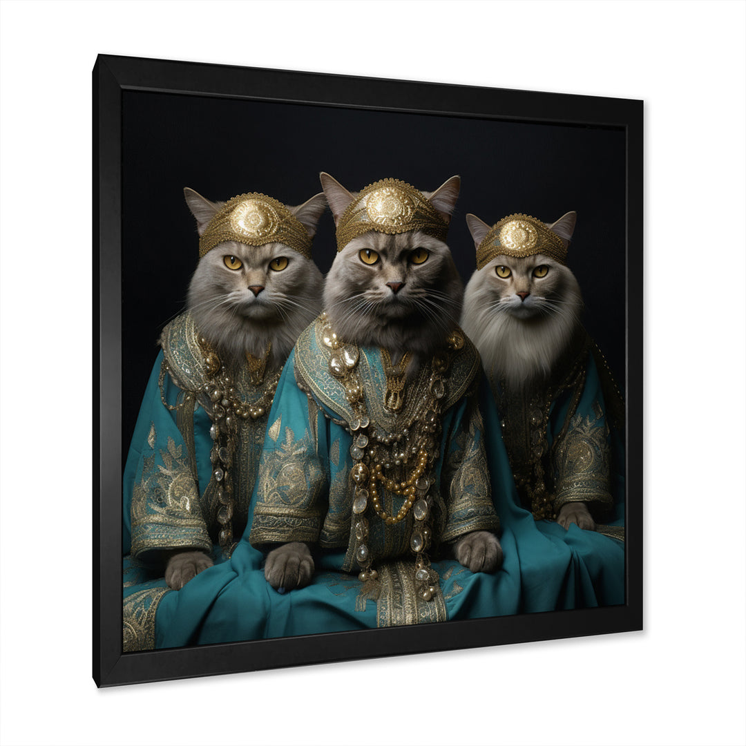 Turquoise Gracious Sultan Cats - Cat Canvas Wall Art
