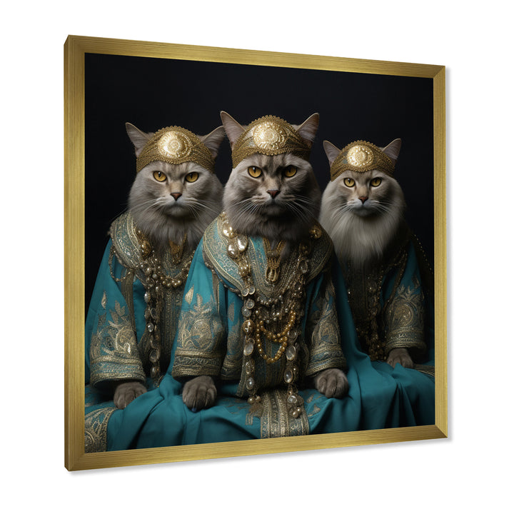 Turquoise Gracious Sultan Cats - Cat Canvas Wall Art