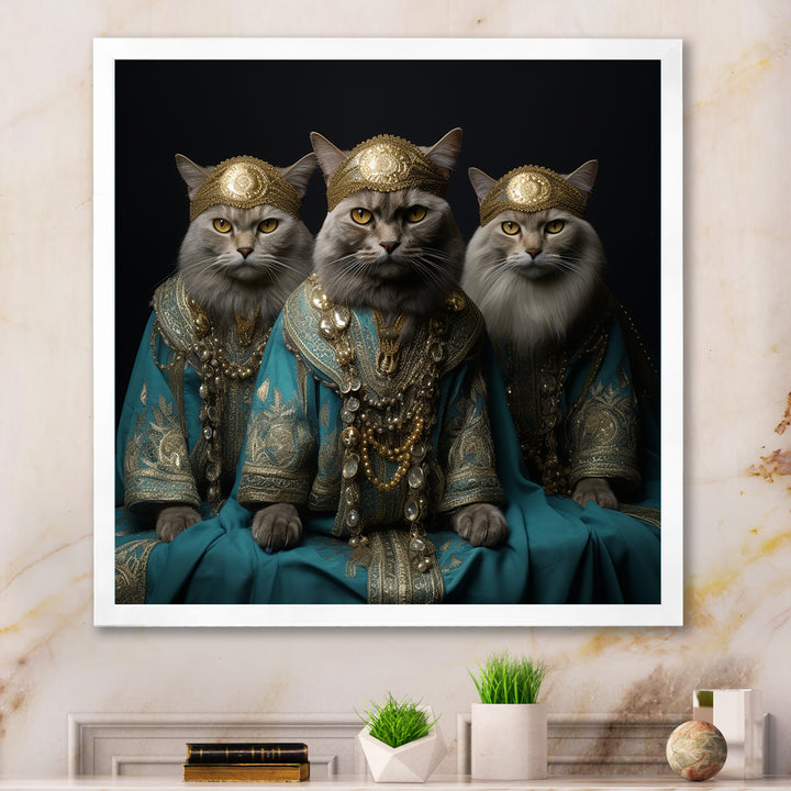 Turquoise Gracious Sultan Cats - Cat Canvas Wall Art