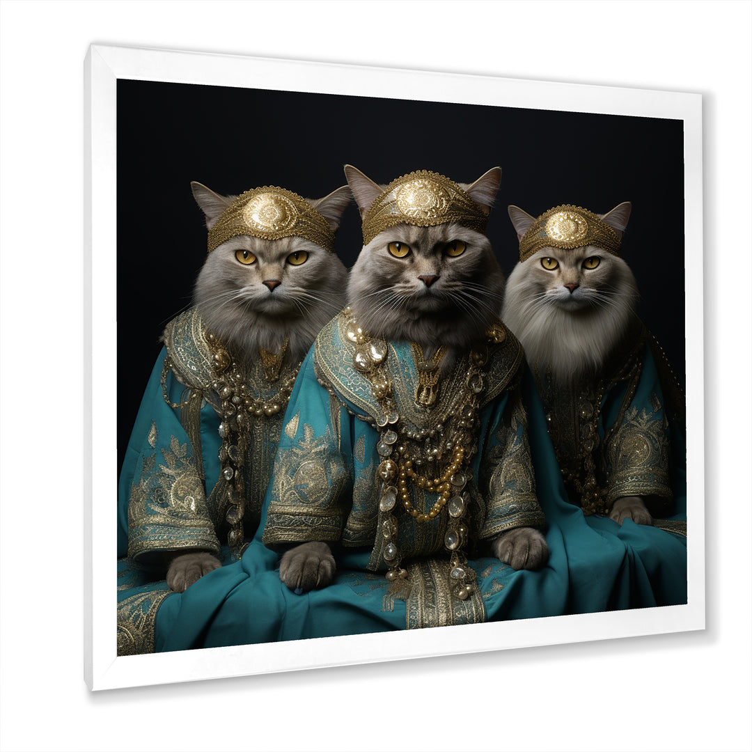 Turquoise Gracious Sultan Cats - Cat Canvas Wall Art