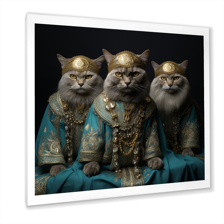 Turquoise Gracious Sultan Cats - Cat Canvas Wall Art