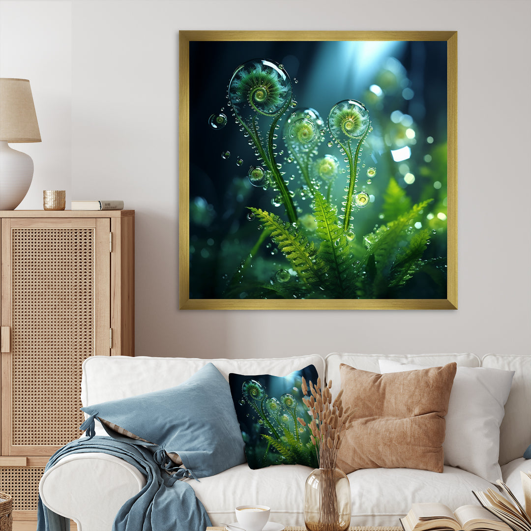 Magical Fern Light Of Morning Dawn - White Cat Wall Art
