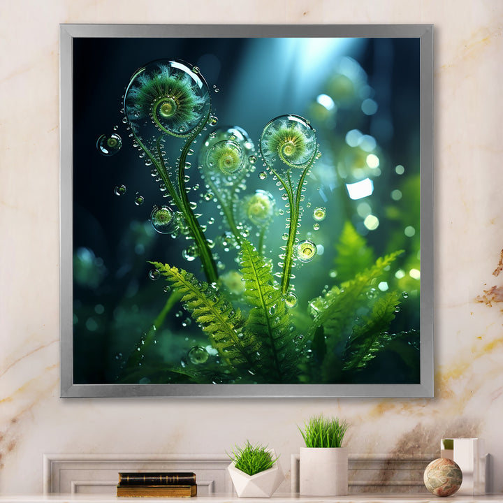 Magical Fern Light Of Morning Dawn - White Cat Wall Art
