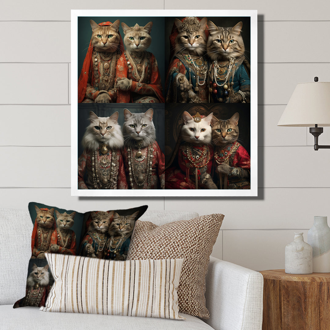 Magical Fern Light Of Morning Dawn - White Cat Wall Art