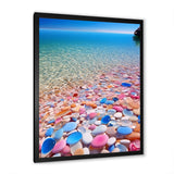 Turquoise Pink Pebbles On Paradise Ocean Beach - Red Cat Wall Art